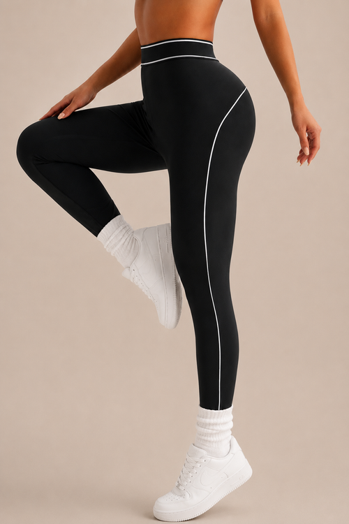 Contrast-Piped High-Waist Leggings