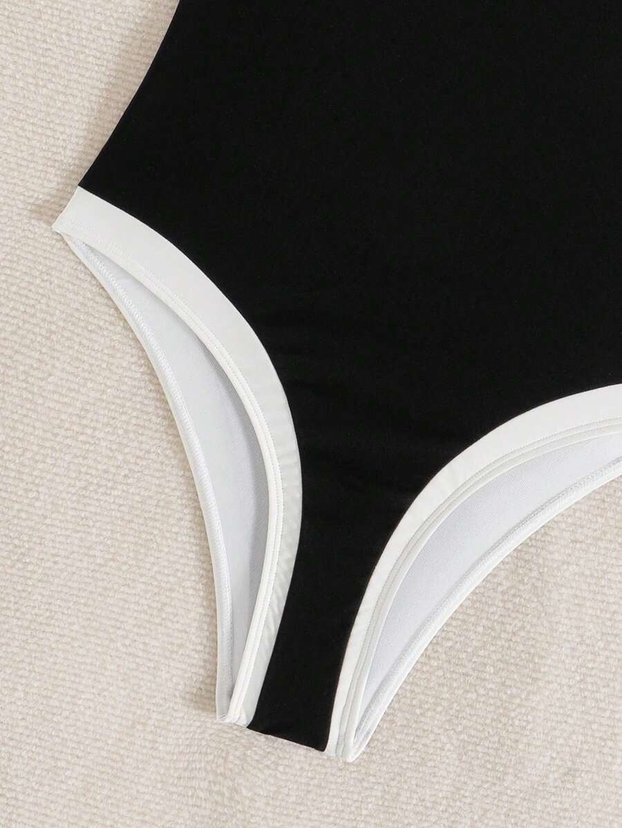 Contrast-Trim One-Piece Swimsuit