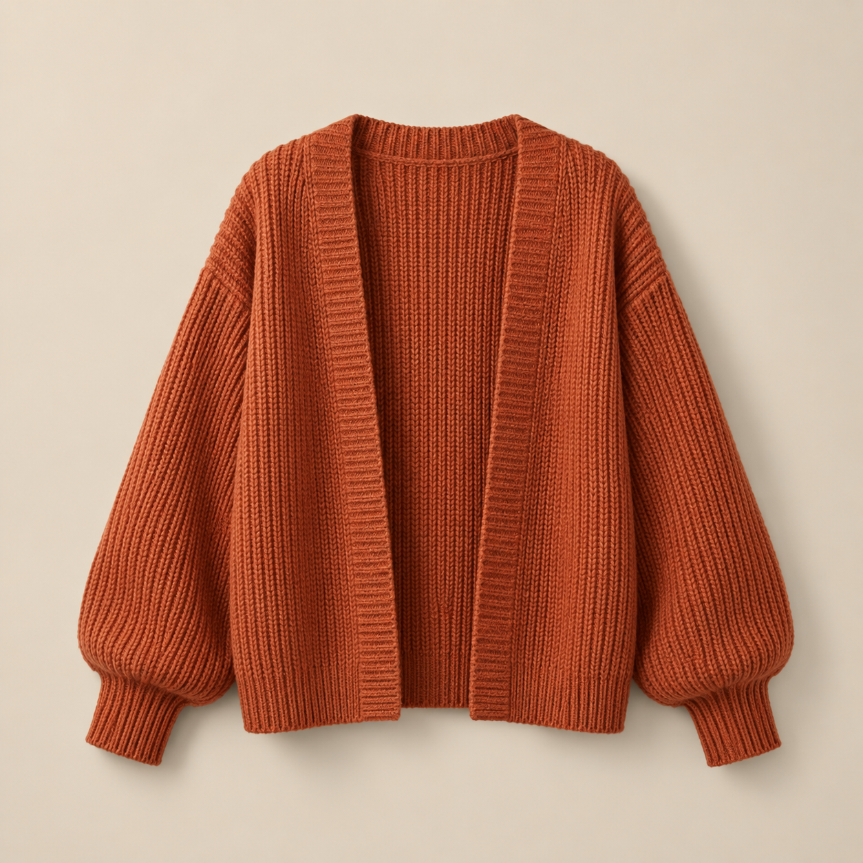 Oversized Chunky Knit Cardigan — Rust