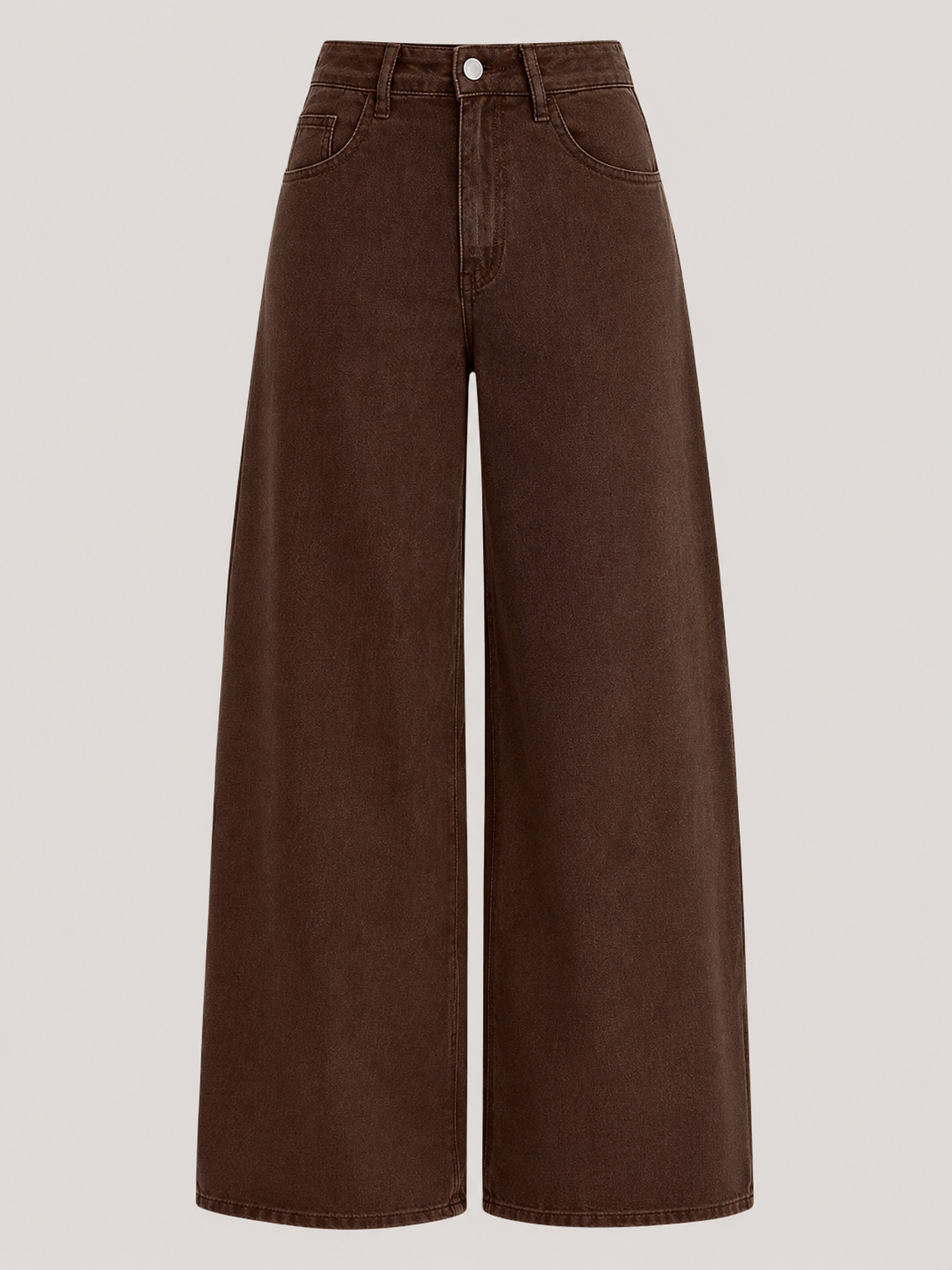 Mocha Brown high-waist wide-leg jeans, flat lay