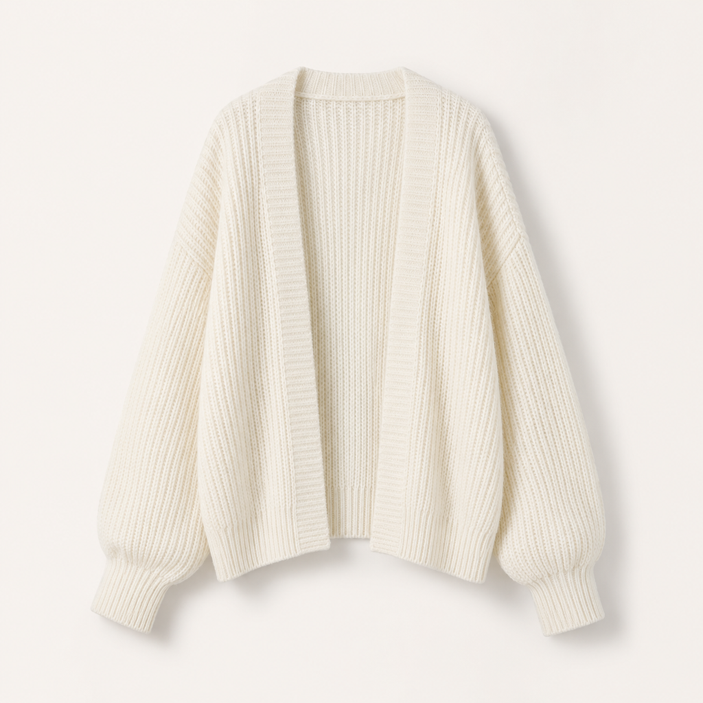 Oversized Chunky Knit Cardigan — Off-White