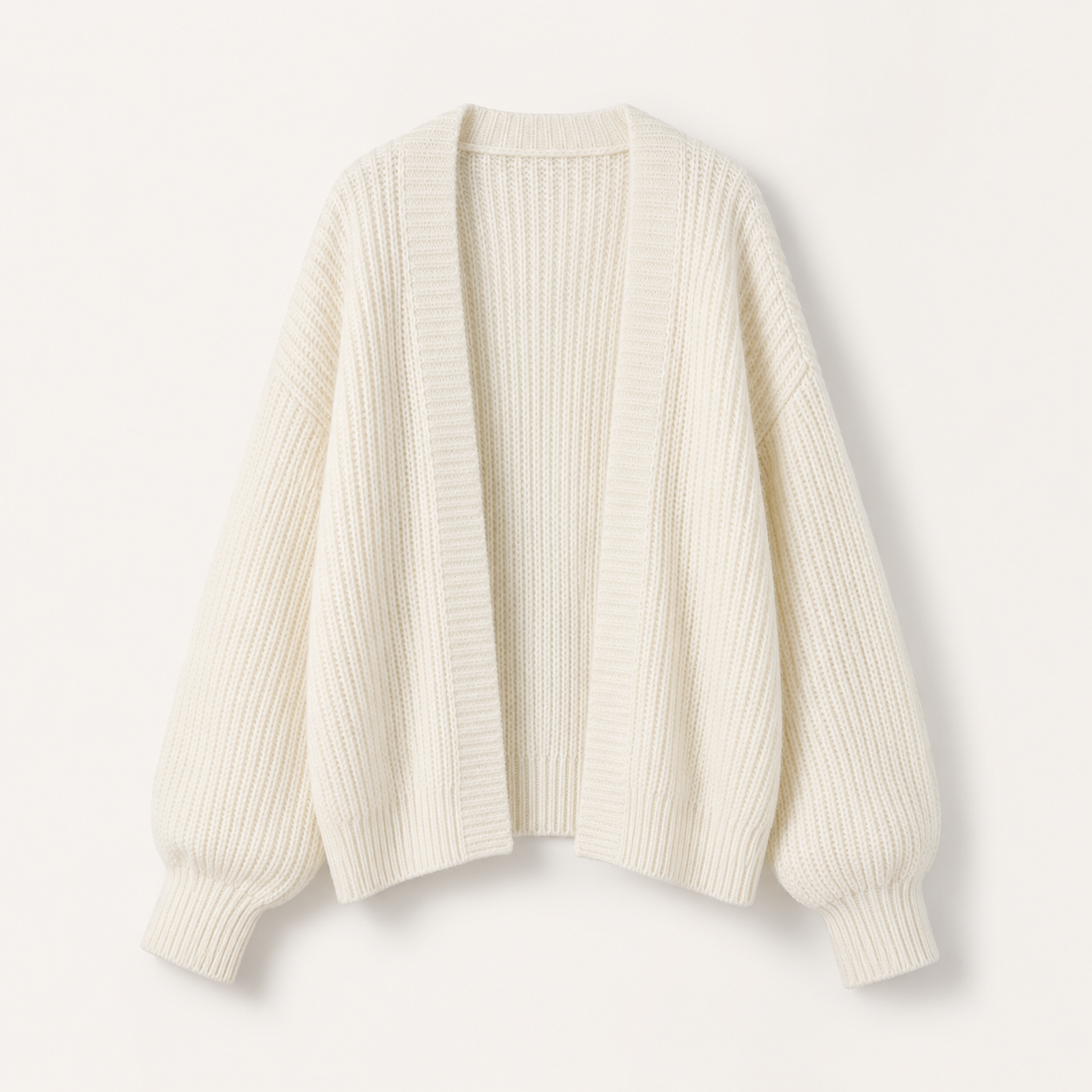 Oversized Chunky Knit Cardigan — Off-White