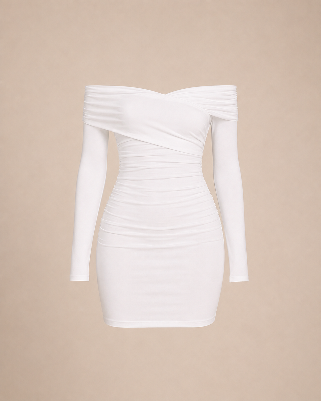 Off-Shoulder Ruched Bodycon Mini Dress