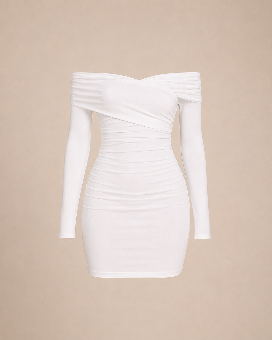 Off-Shoulder Ruched Bodycon Mini Dress