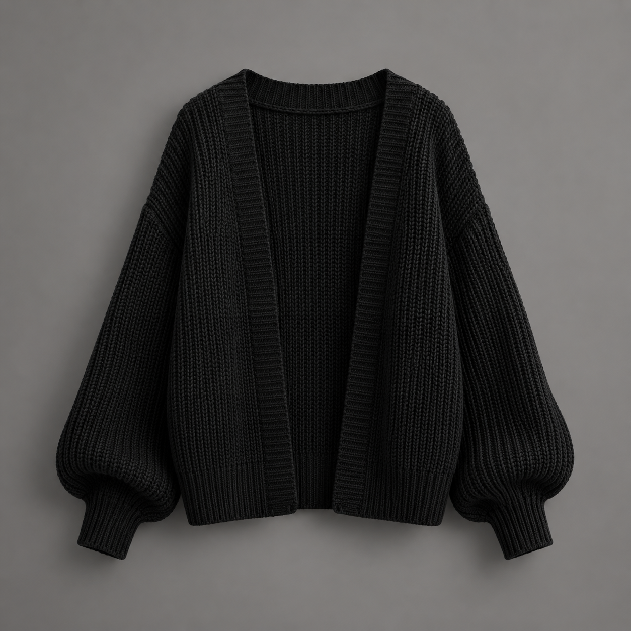 Oversized Chunky Knit Cardigan — Black
