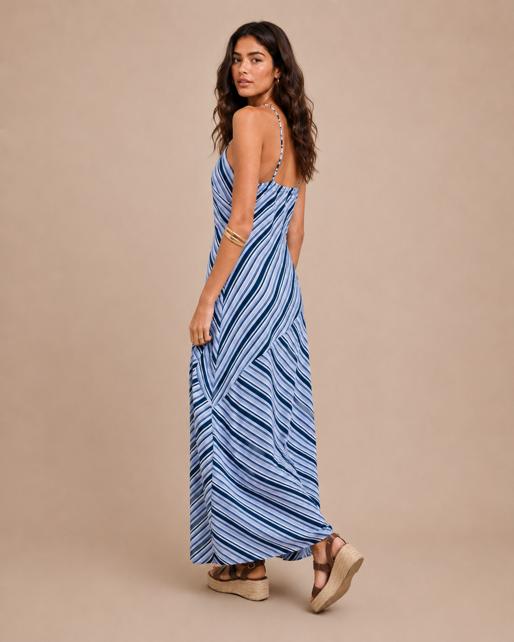 Striped Halter Maxi Dress