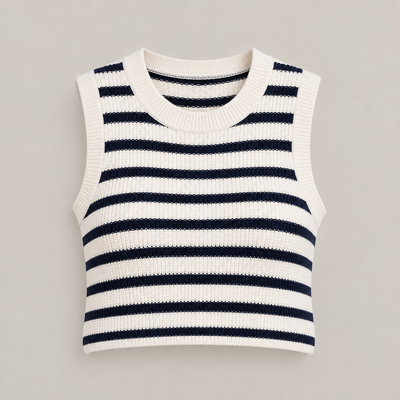 Breton Stripe Ribbed Knit Vest Top