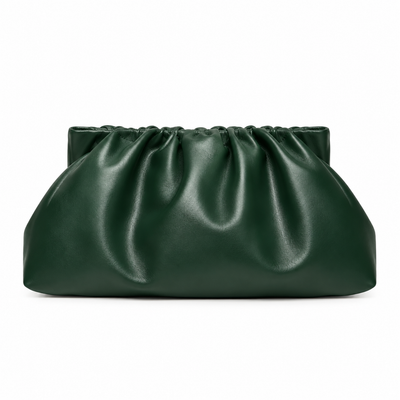 Emerald Ruched Clutch Bag