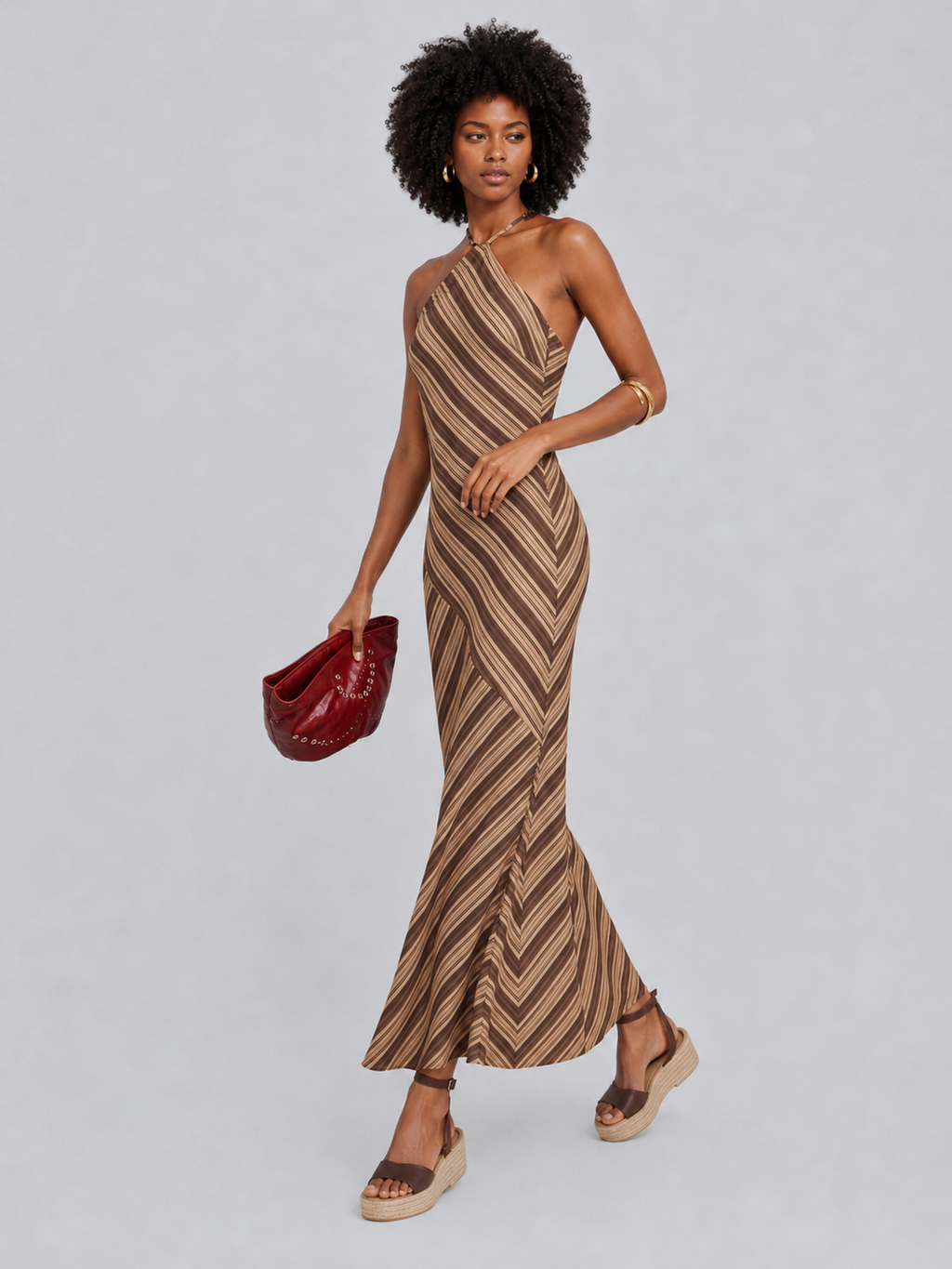 Striped Halter Maxi Dress
