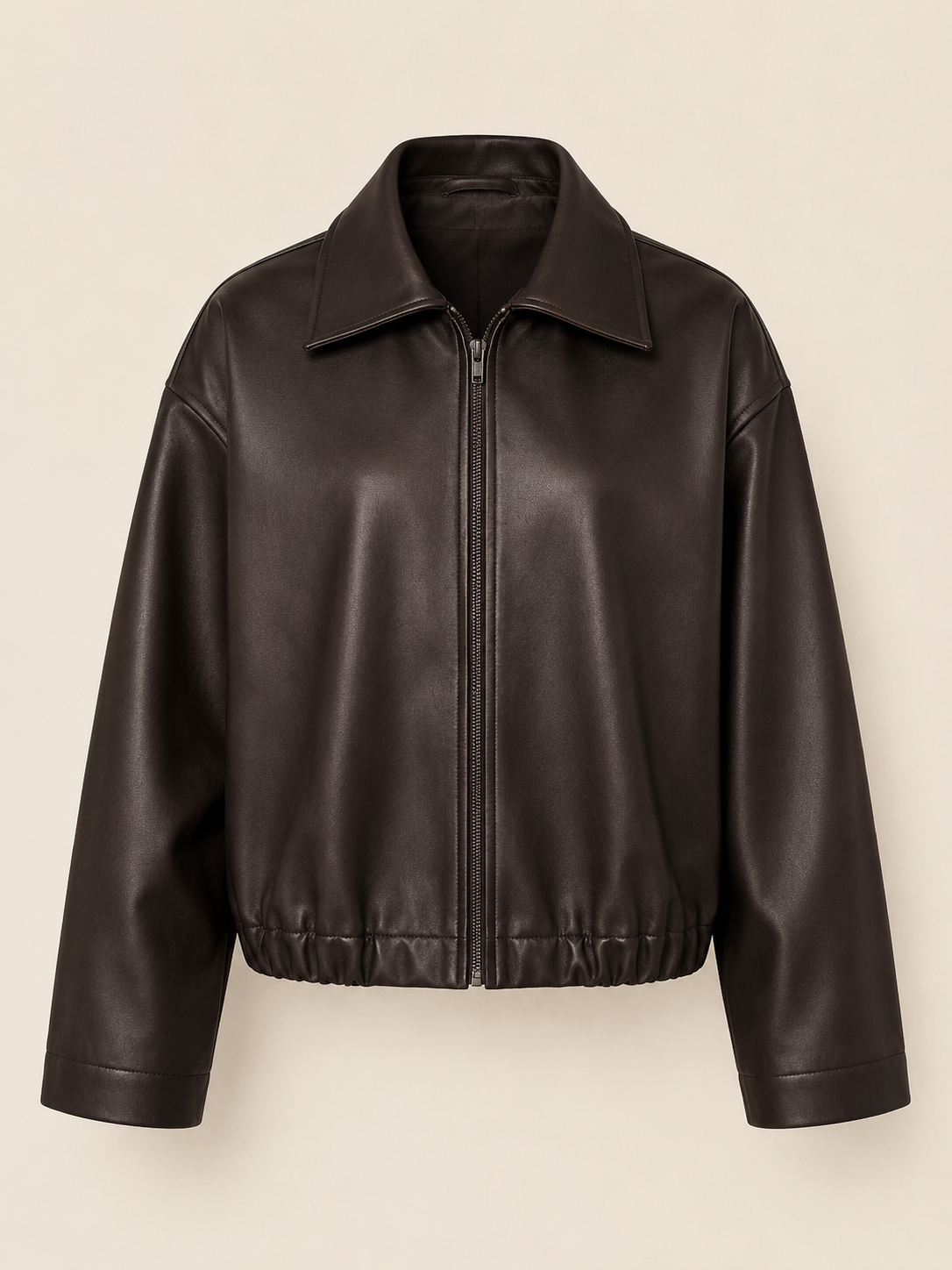 Mocha Brown faux leather bomber jacket