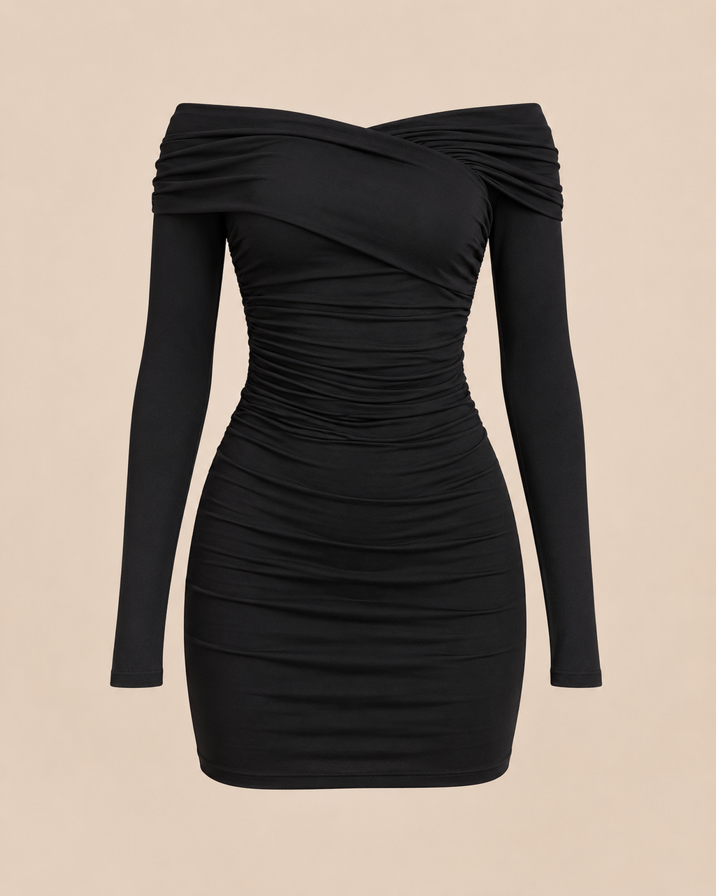 Off-Shoulder Ruched Bodycon Mini Dress