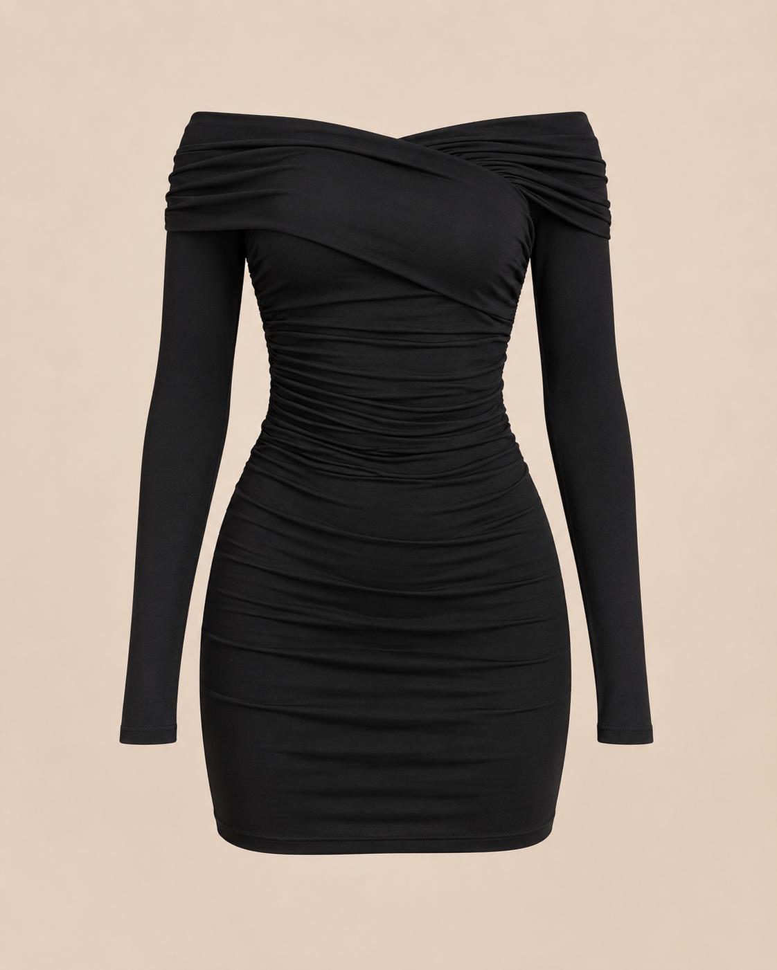 Off-Shoulder Ruched Bodycon Mini Dress