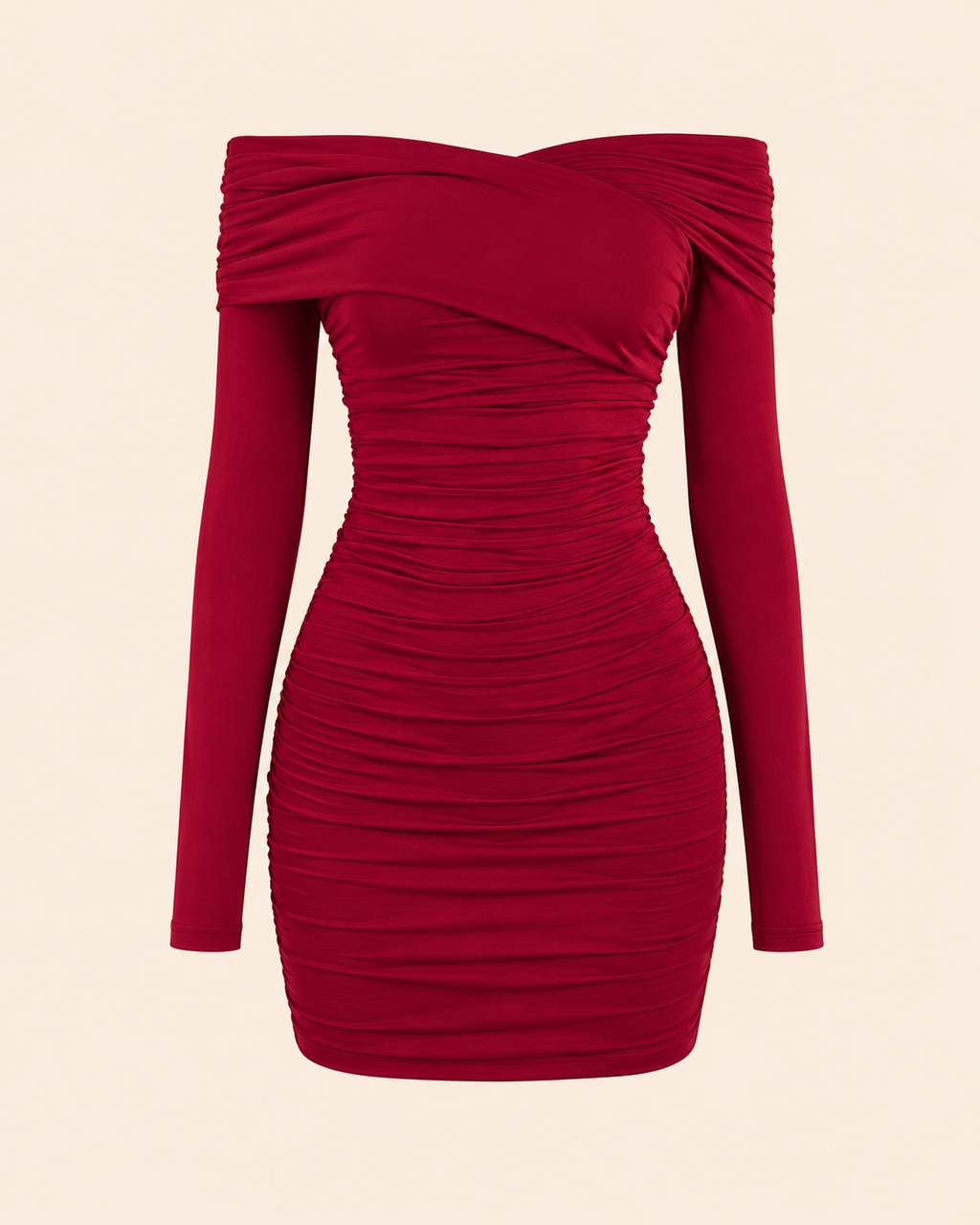 Off-Shoulder Ruched Bodycon Mini Dress