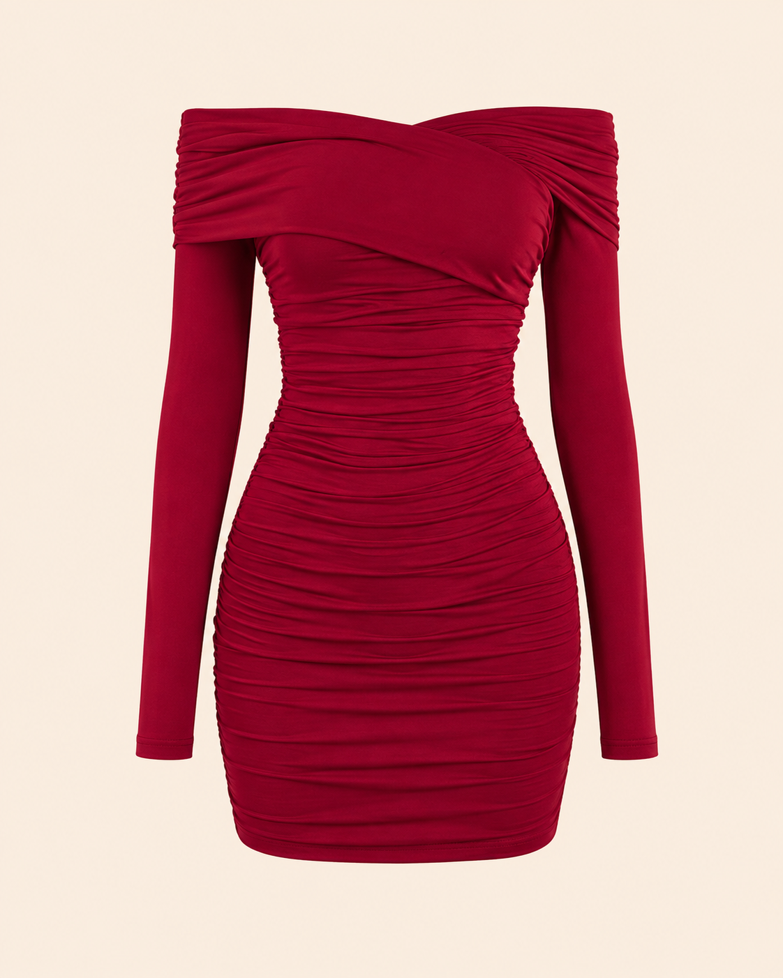Off-Shoulder Ruched Bodycon Mini Dress