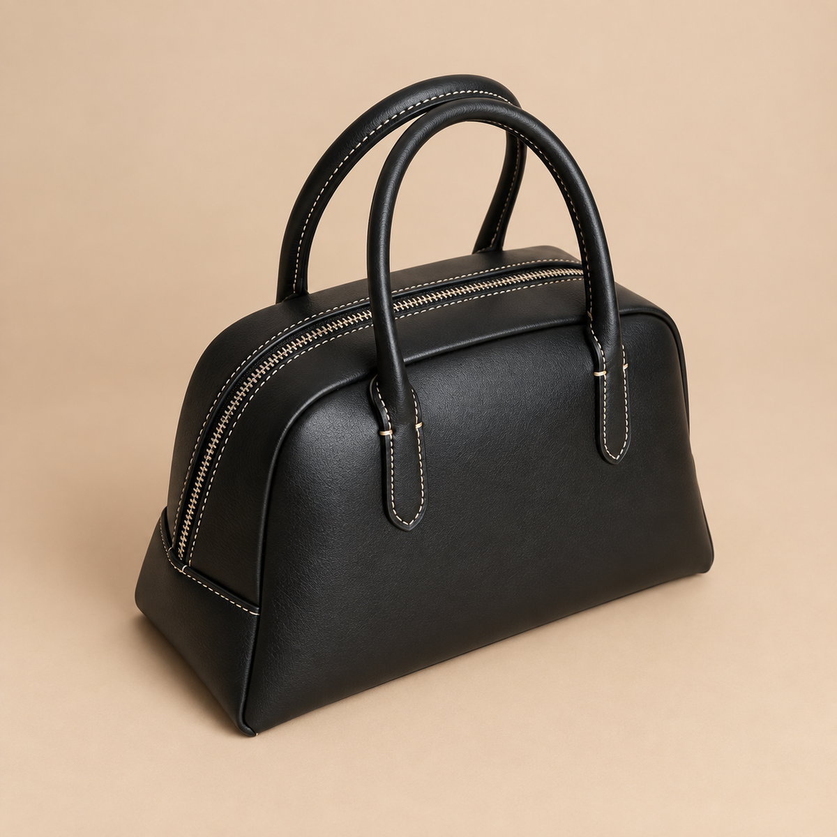 Top Handle Bowling Bag in Black