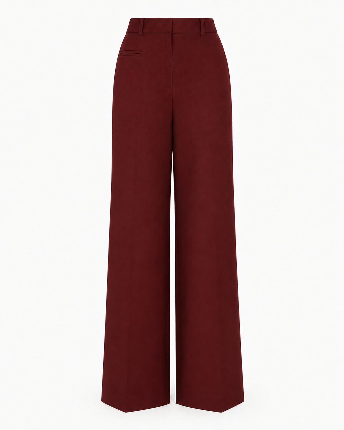 Burgundy Tailored Wide Leg Trousers in Burgundy, front view, product only