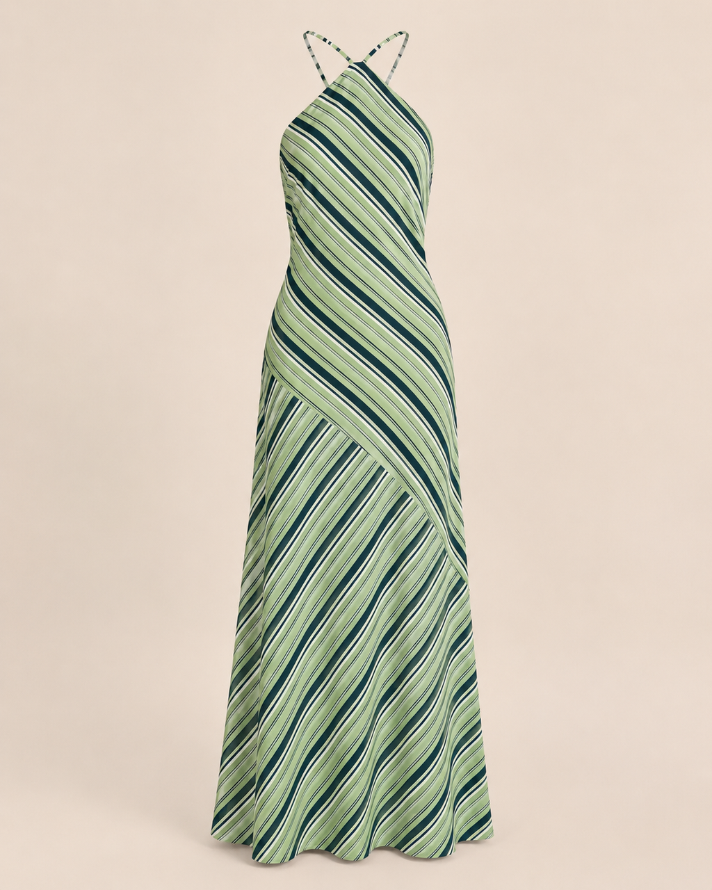 Striped Halter Maxi Dress