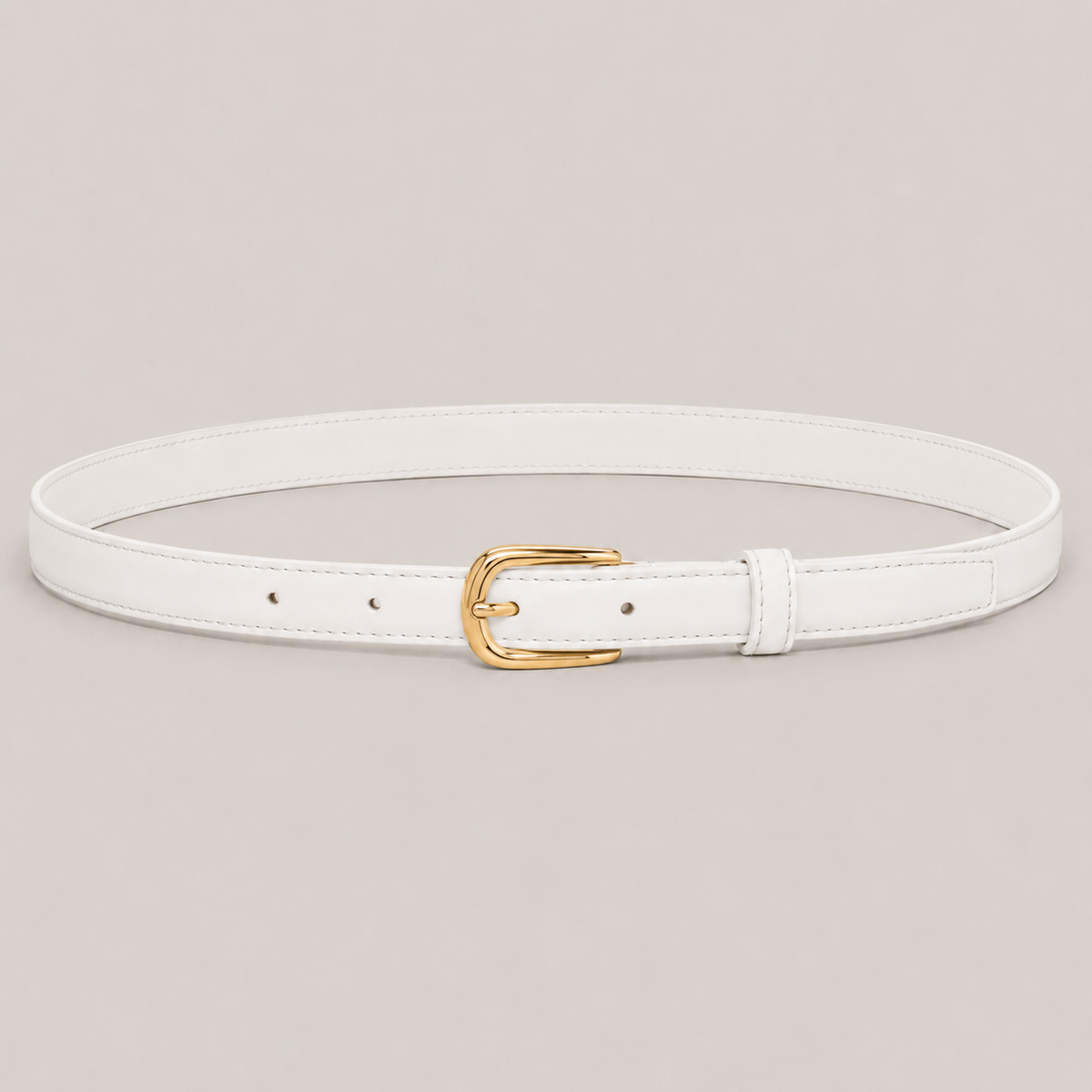 White Buckle Belt with a gold-tone buckle